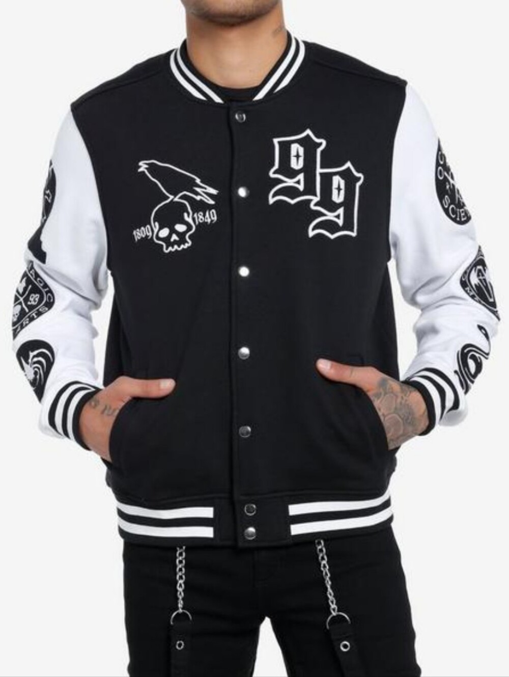Hot Topic Social Collision Occult Patches Varsity Jacket S